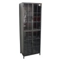 Clayre & Eef Vitrinenschrank 60x43x171 cm Schwarz Metall Glas Rechteck