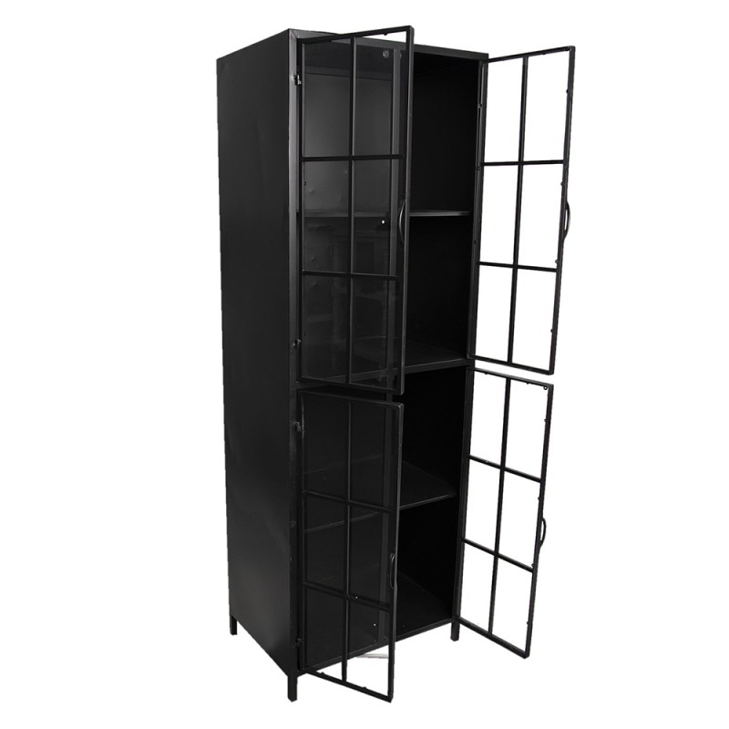 Clayre & Eef Display Cabinet 60x43x171 cm Black Metal Glass Rectangle