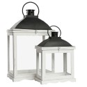 Clayre & Eef Lantern Set of 2 White Wood Rectangle