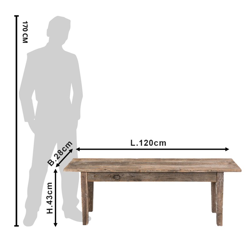 Clayre & Eef Bench 120x28x43 cm Brown Wood