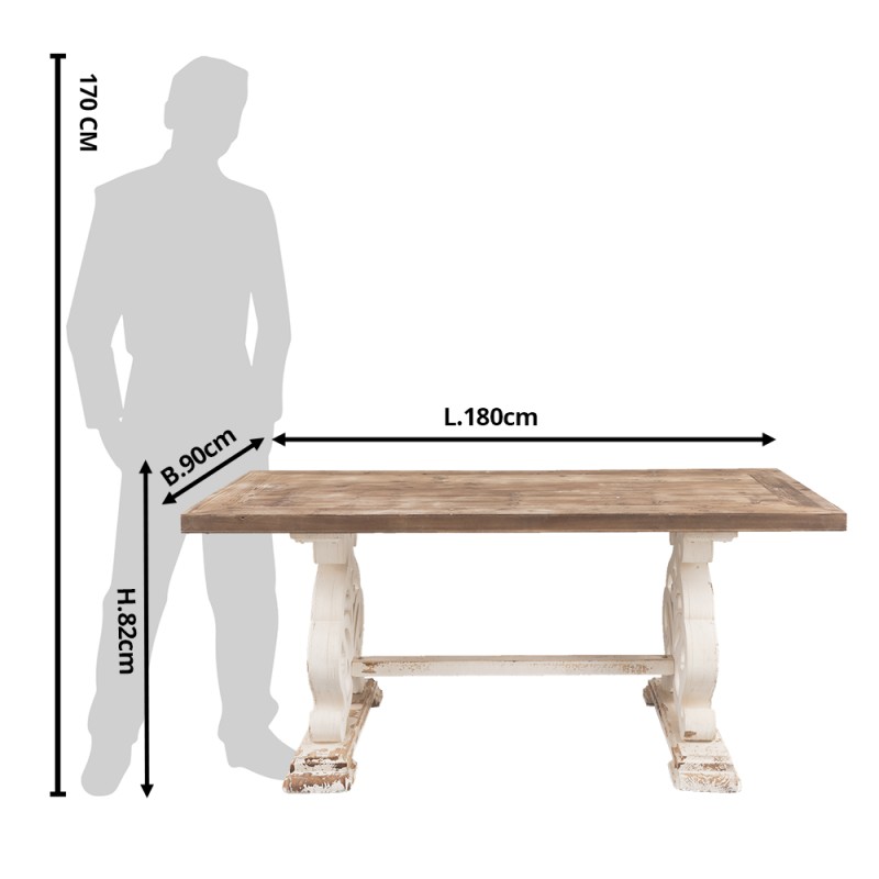 Clayre & Eef Dining Table 180x90x82 cm Brown Wood Rectangle