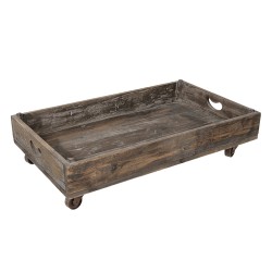 Clayre & Eef Decorative Serving Tray on Wheels 73x44x16 cm Brown Wood Metal Rectangle