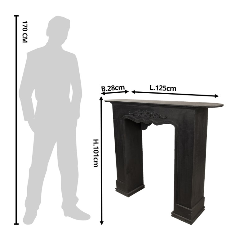 Clayre & Eef Caminetto 125x28x101 cm Nero Legno  Rettangolo