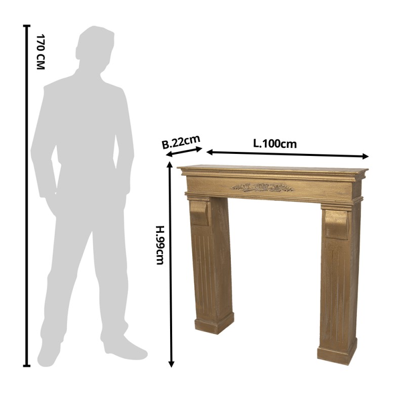 Clayre & Eef Cheminée 100x22x99 cm Couleur or Bois Rectangle