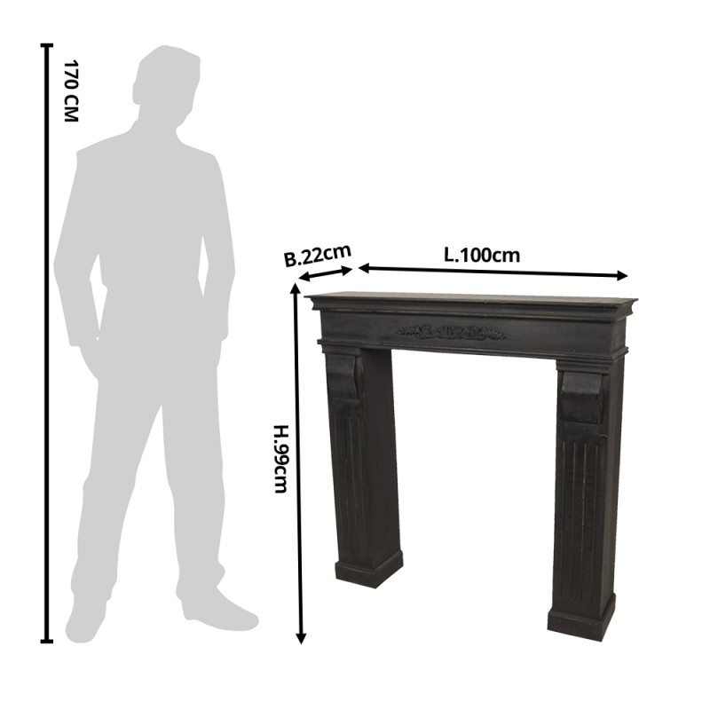 Clayre & Eef Caminetto 100x22x99 cm Nero Legno  Rettangolo