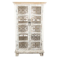 Clayre & Eef Cabinet 74x37x131 cm White Wood Iron Rectangle