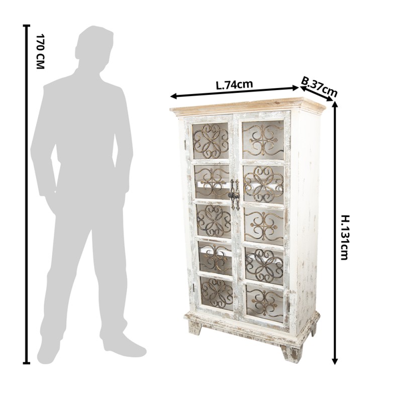 Clayre & Eef Kast  74x37x131 cm Wit Hout Ijzer Rechthoek