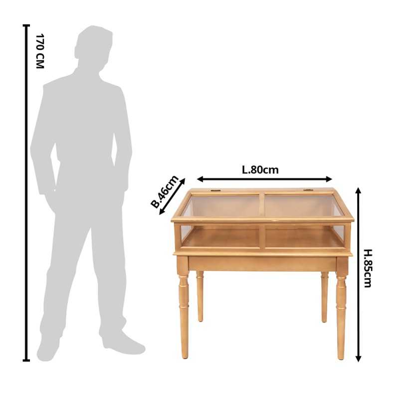 Clayre & Eef Display Cabinet 80x46x85 cm Gold colored Wood Glass