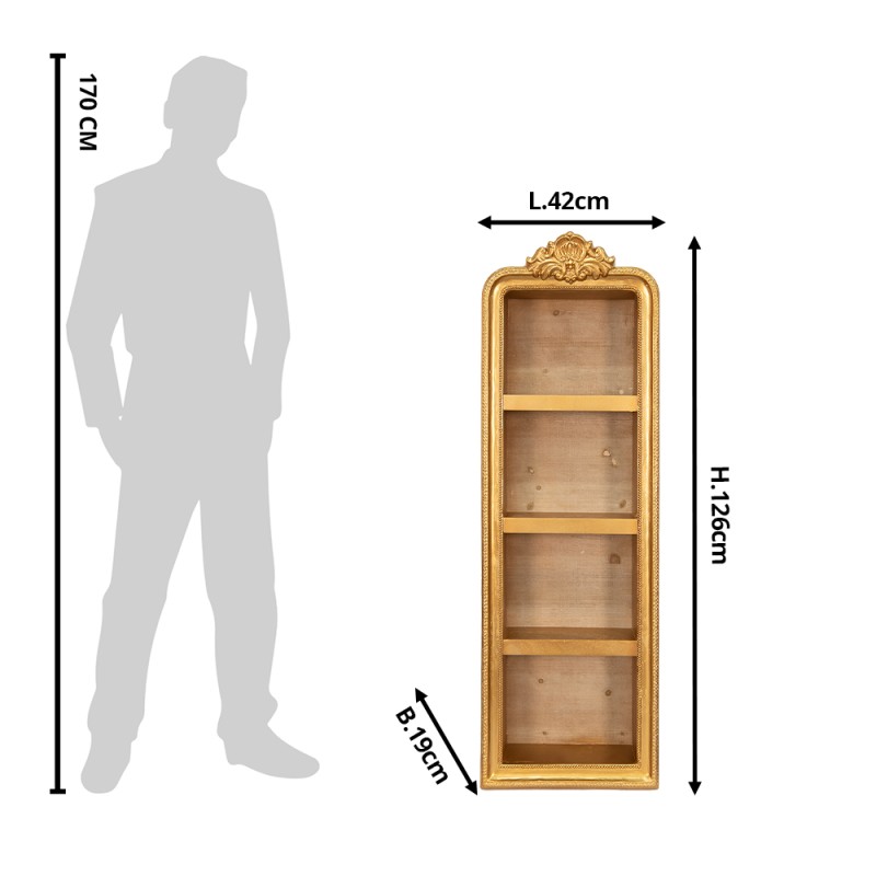 Clayre & Eef Etagère murale 42x19x126 cm Couleur or Bois