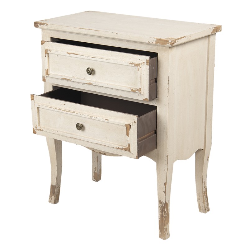 Clayre & Eef Nightstand 66x36x80 cm White Wood Rectangle