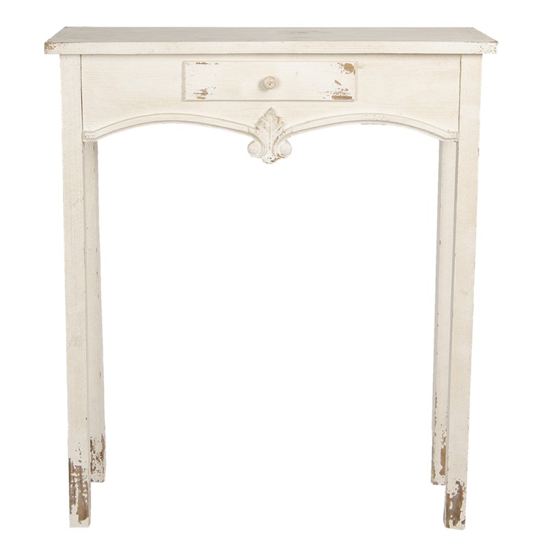 Clayre & Eef Tavolino da appoggio 89x28x106 cm Bianco Legno  Rettangolo