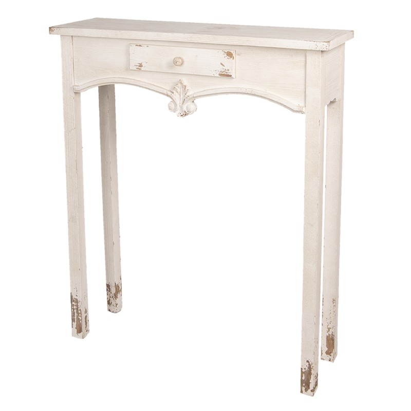 Clayre & Eef Tavolino da appoggio 89x28x106 cm Bianco Legno  Rettangolo