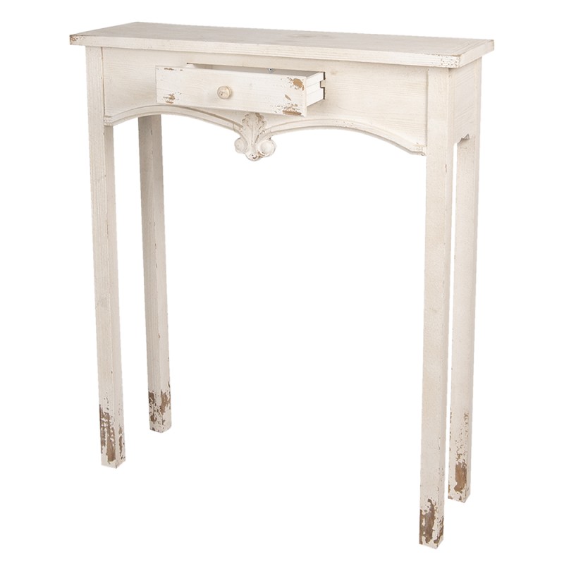 Clayre & Eef Tavolino da appoggio 89x28x106 cm Bianco Legno  Rettangolo