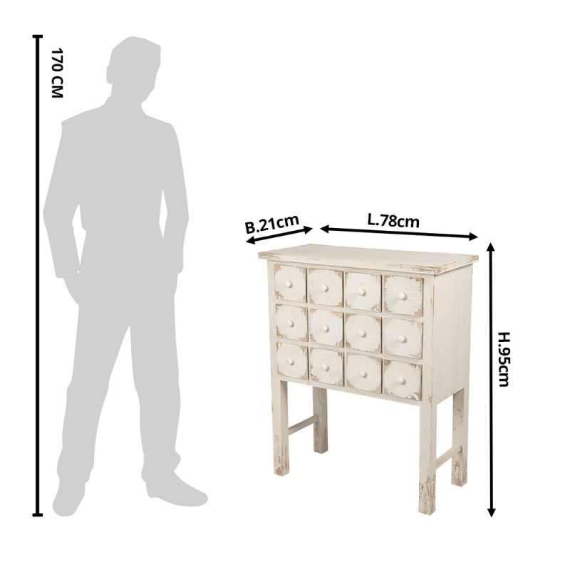 Clayre & Eef Cassettiera 78x36x95 cm Bianco Legno  Rettangolo