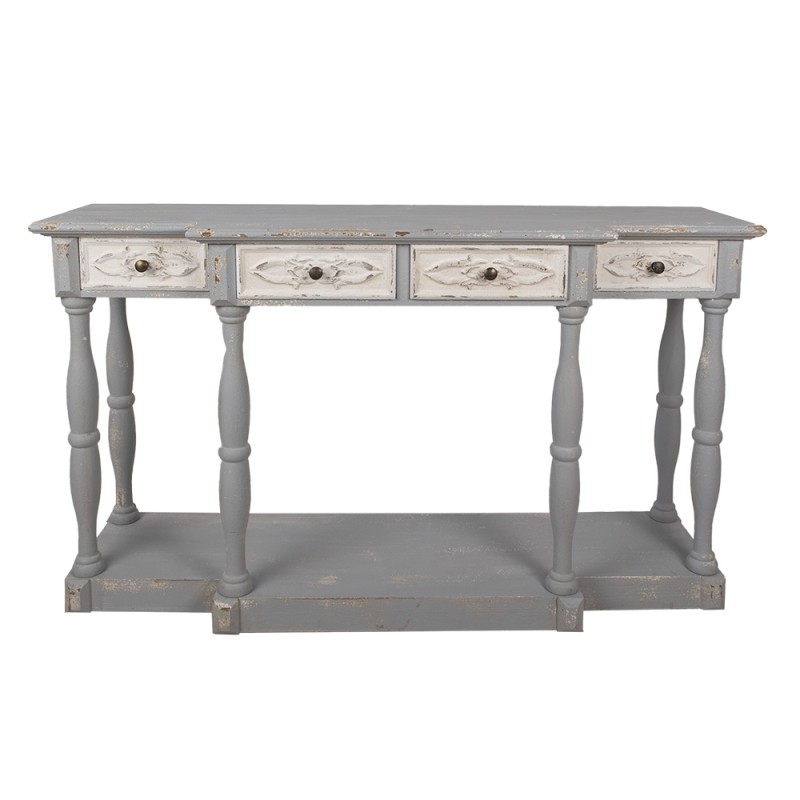 Clayre & Eef Tavolino da appoggio 142x42x85 cm Grigio Legno  Rettangolo