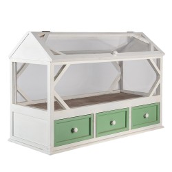 Clayre & Eef Decoratie kweekkastje  76x33x51 cm Wit Groen Hout Glas Rechthoek