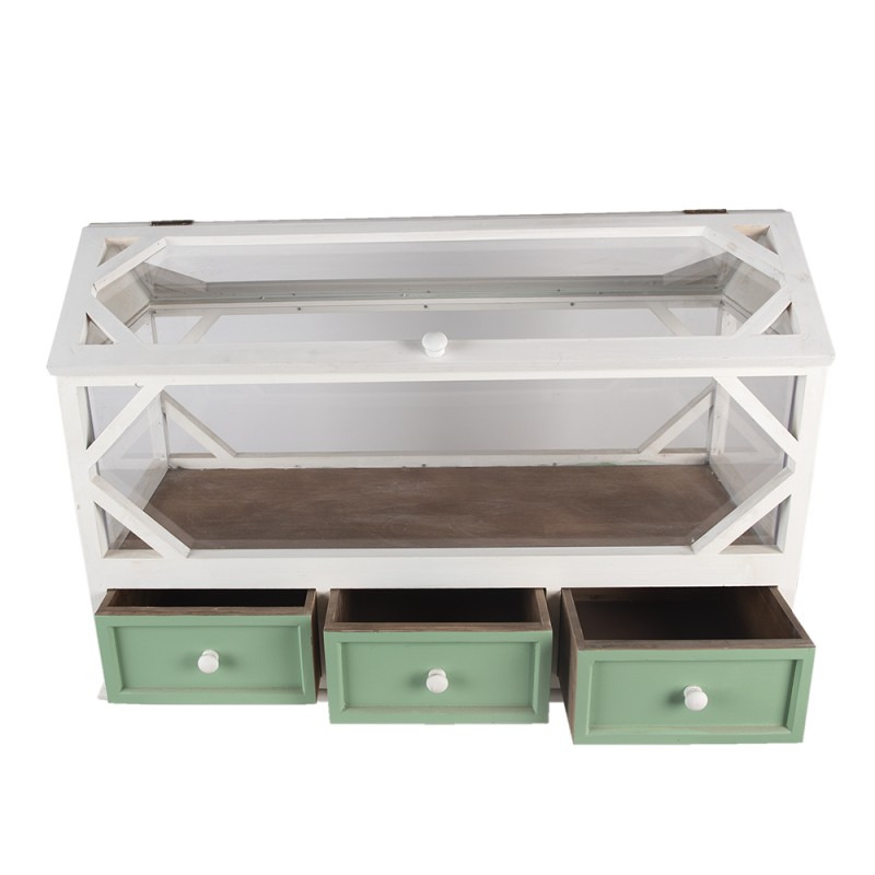 Clayre & Eef Coffret de propagation décoratif 76x33x51 cm Blanc Vert Bois Verre Rectangle