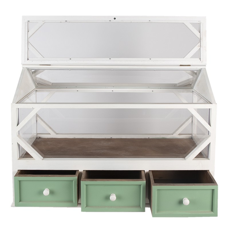 Clayre & Eef Coffret de propagation décoratif 76x33x51 cm Blanc Vert Bois Verre Rectangle