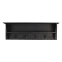 Clayre & Eef Wall Coat Rack 4 Hooks 90x18x29 cm Black Wood