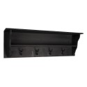 Clayre & Eef Wall Coat Rack 4 Hooks 90x18x29 cm Black Wood