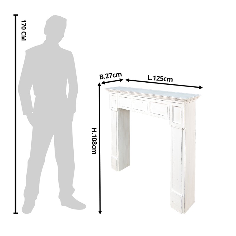 Clayre & Eef Kamin 125x27x108 cm Weiß Holz