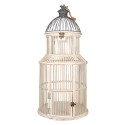 Clayre & Eef Décoration de cage Ø 36x78 cm Blanc Bois Rond