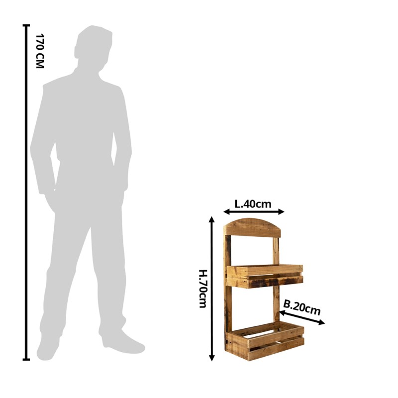 Clayre & Eef Scaffale da parete 40x20x70 cm Marrone Legno  Rettangolo