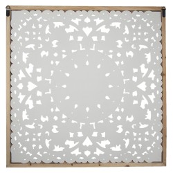 Clayre & Eef Décoration murale 95x4x95 cm Blanc Bois Carré Fleurs