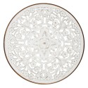 Clayre & Eef Decorazione murale  Ø 80x3 cm Bianco Marrone  Legno Metallo Rotondo Fiori