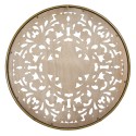 Clayre & Eef Decorazione murale  Ø 80x3 cm Bianco Marrone  Legno Metallo Rotondo Fiori