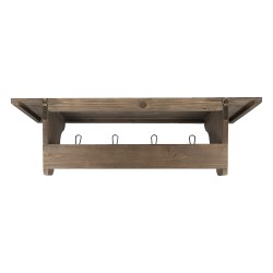 Clayre & Eef Wandkapstok 4 haken  100x24x30 cm Bruin Hout Rechthoek