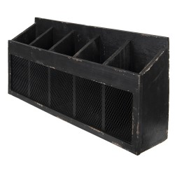 Clayre & Eef Wall Rack 60x13x28 cm Black Wood Iron