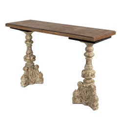 Clayre & Eef Sidetable  120x40x77 cm Goudkleurig Bruin Hout Rechthoek