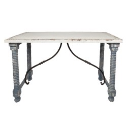 Clayre & Eef Tavolo da pranzo 127x56x77 cm Bianco Legno  Rettangolo