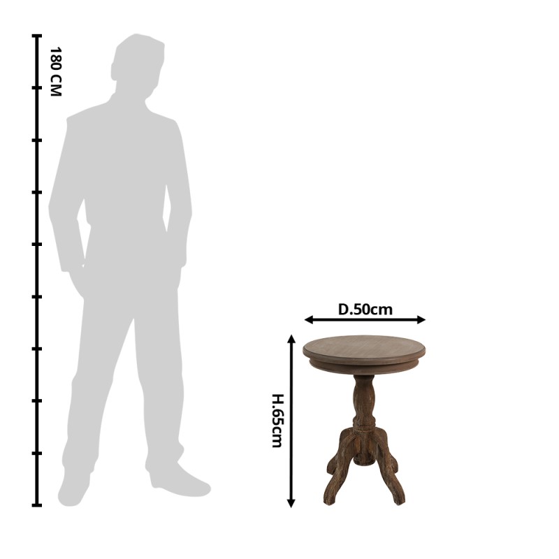 Clayre & Eef Tavolino Ø 50x65 cm Marrone Legno  Rotondo