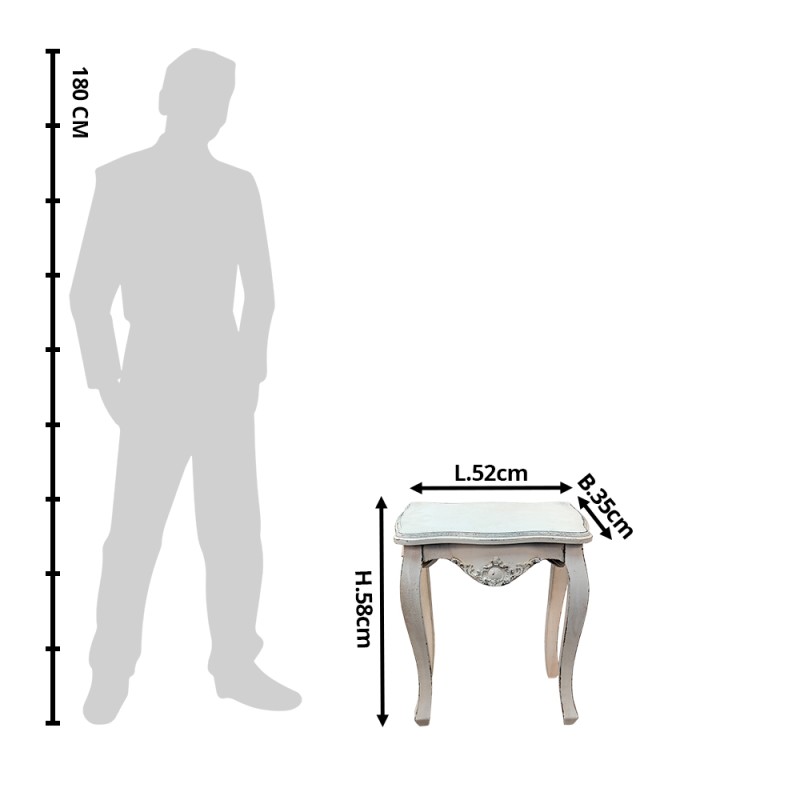 Clayre & Eef Table d'appoint 52x35x58 cm Blanc Bois Plastique