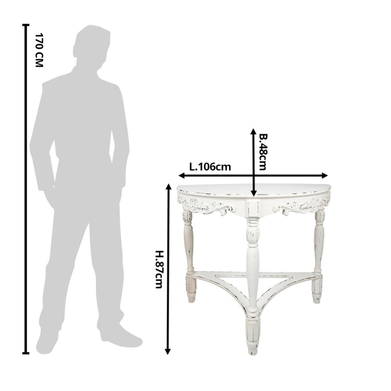 Clayre & Eef Sidetable  106x48x87 cm Wit Hout