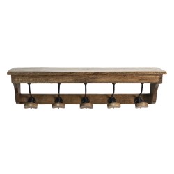 Clayre & Eef Attaccapanni da parete 5 ganci 70x17x17 cm Marrone Legno Ferro