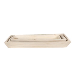 Clayre & Eef Bol de décoration set de 3 70 cm Marron Bois Rectangle