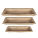 Clayre & Eef Bol de décoration set de 3 70 cm Marron Bois Rectangle