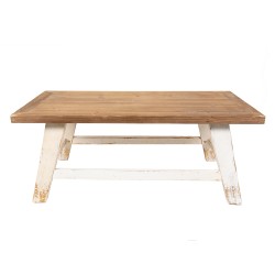 Clayre & Eef Table basse 120x60x48 cm Blanc Marron Bois