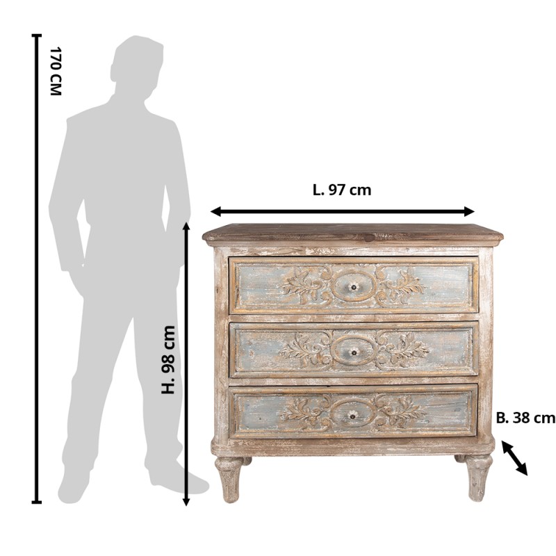 Clayre & Eef Sideboard 97x38x98 cm Beige Grau Holz Rechteck