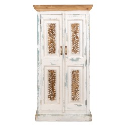 Clayre & Eef Étagère murale 76x38x151 cm Blanc Marron Bois