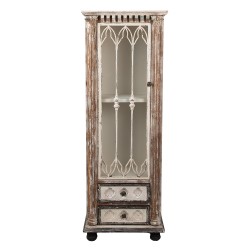 Clayre & Eef Display Cabinet 49x35x135 cm Brown Beige Wood Glass