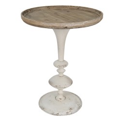 Clayre & Eef Table d'appoint Ø 60x76 cm Marron Blanc Bois Rond