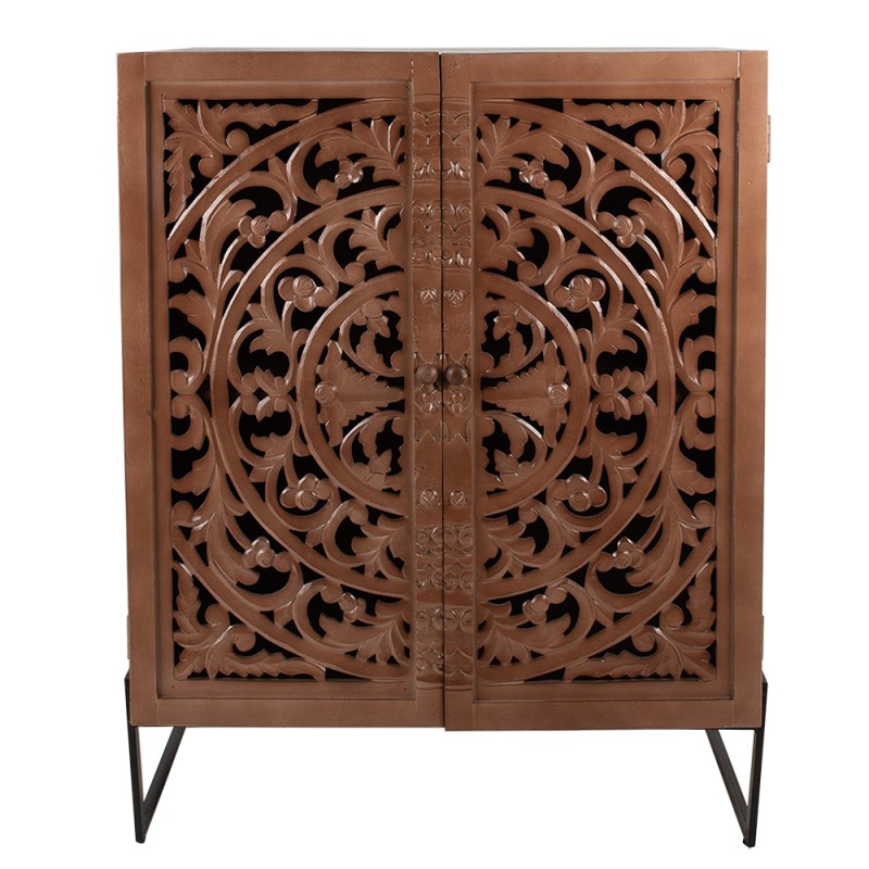 Clayre & Eef Wall Cabinet 90x45x115 cm Brown Wood Rectangle Flowers