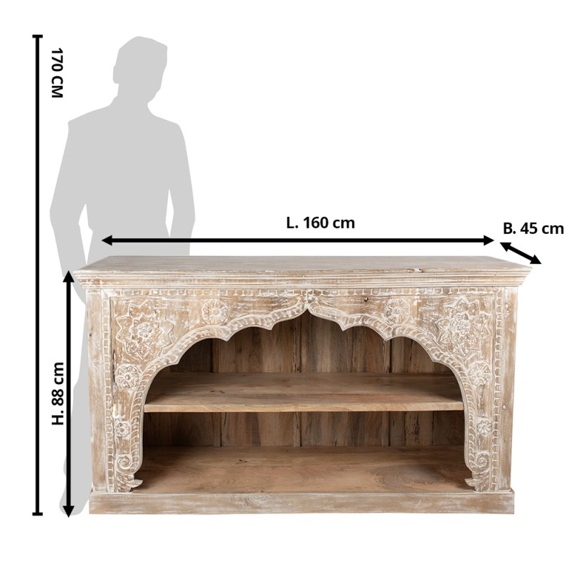 Clayre & Eef Buffet 160x45x88 cm Marron Beige Bois Rectangle Fleurs