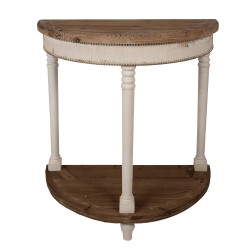 Clayre & Eef Sidetable  83x40x87 cm Beige Bruin Hout Halfrond