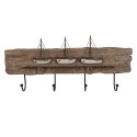 Clayre & Eef Wall Coat Rack 4 Hooks 63x8x27 cm Brown Wood Iron Small Boats