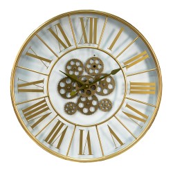 Clayre & Eef Orologio da parete Ø 60 cm Color oro MDF Ferro Rotondo